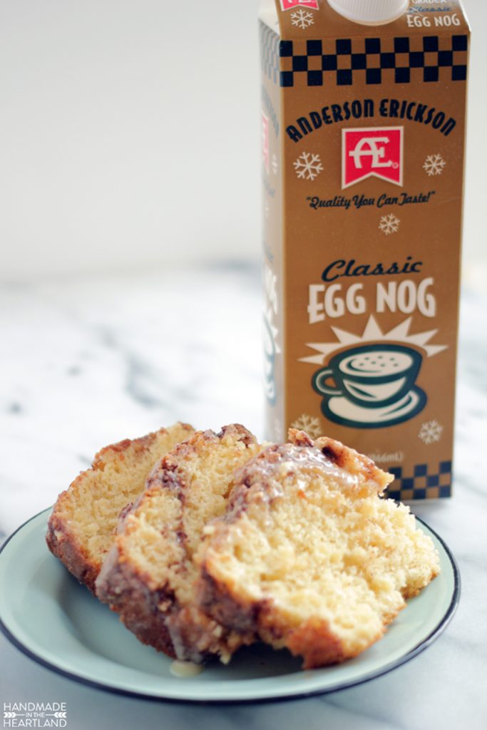 holiday baking eggnog cinnamon bread