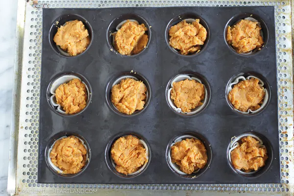 Individual servings of sweet potato casserole