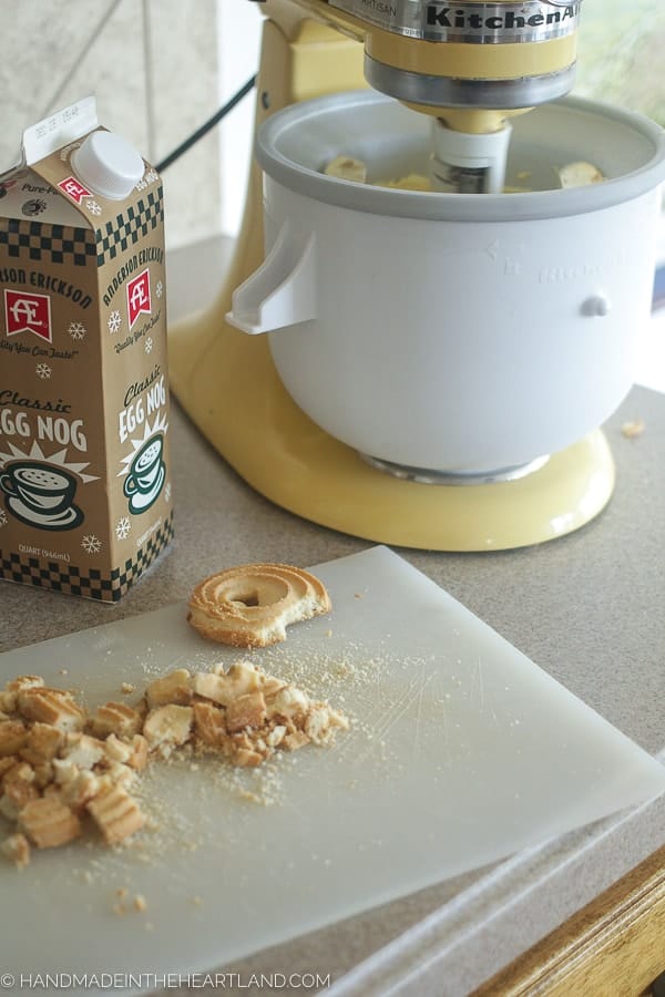 Christmas butter cookies put into eggnog ice cream