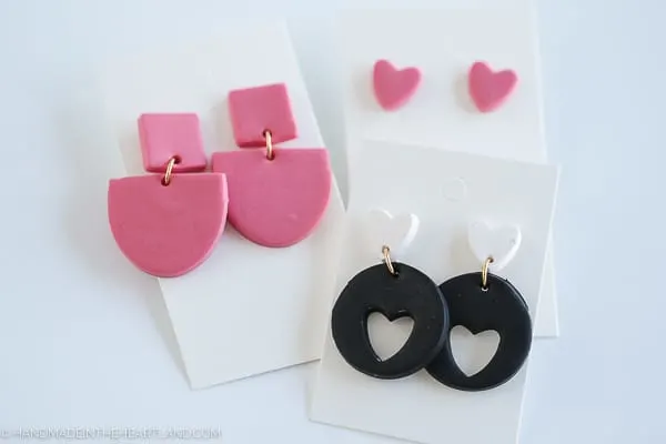handmade polymer clay earrings on earring cards