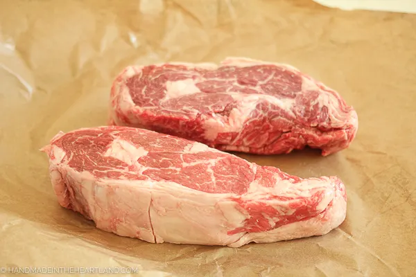 ribeye steaks on butcher paper
