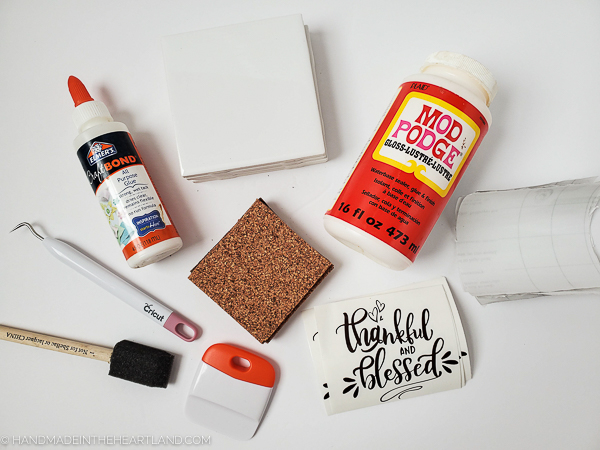 supplies to make DIY tile coasters with Cricut