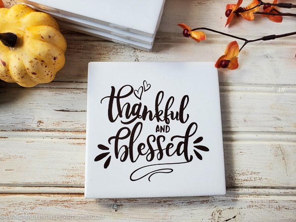 thankful and blessed diy thanksgiving coasters