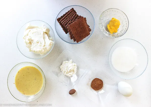 Ingredients for eggnog cheesecake cupcakes