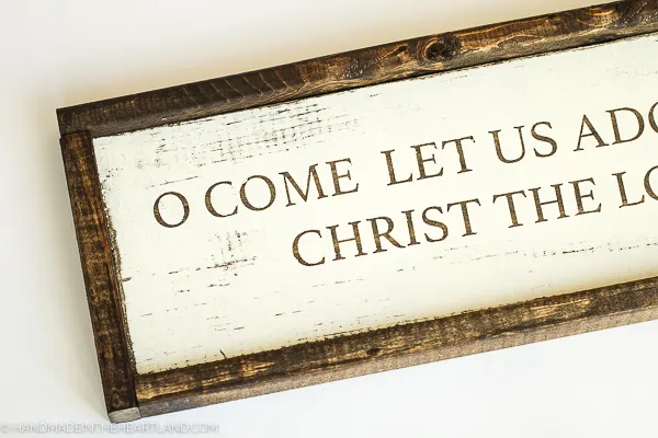Christmas wood sign with stained wood lettering