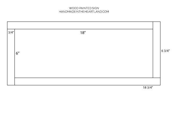 diagram of plans for how to make a wood sign, dimensions for each piece of wood for frame
