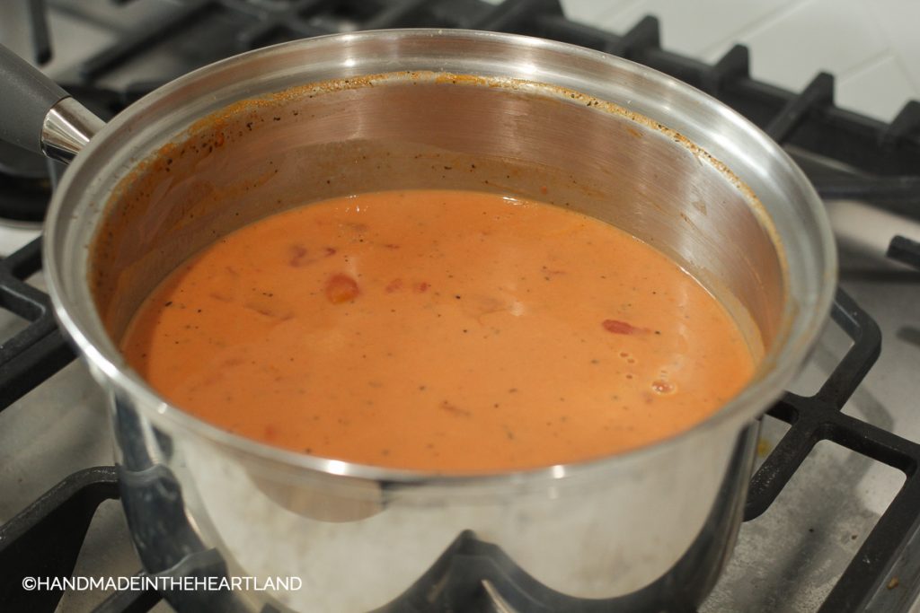 finished tomato soup on the stove