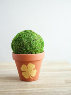 A small terracotta pot with painted 4 leaf clover