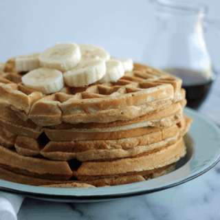 whole wheat waffles sitting on a plate