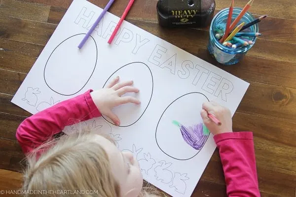 Large Easter Egg coloring page placemat free downlaod