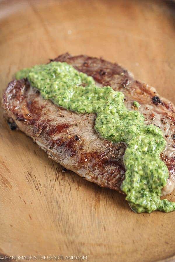 Ribeye Steak with chimichurri sauce