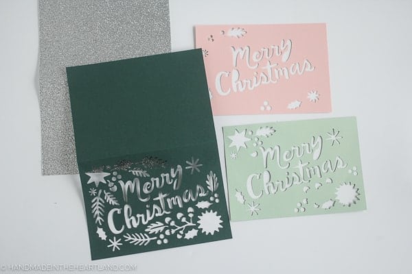 4 layers of cut paper for Cricut Christmas card