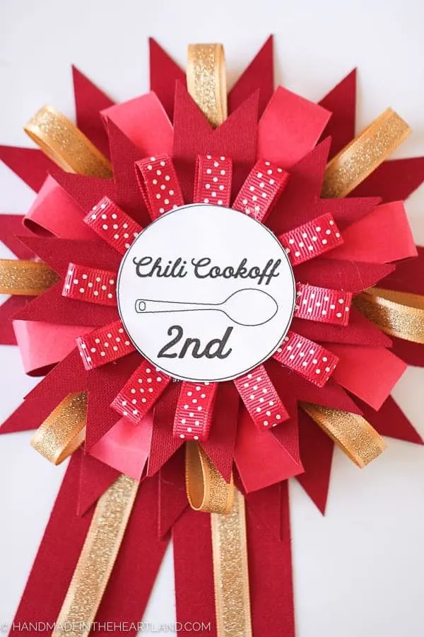2nd place handmade paper chili cook off prize ribbon