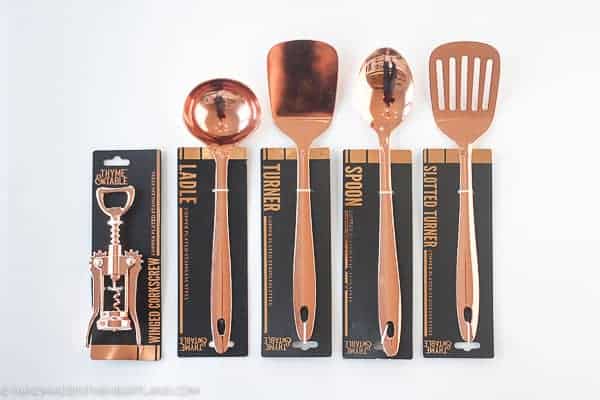 copper utensils set by Thyme & Table 