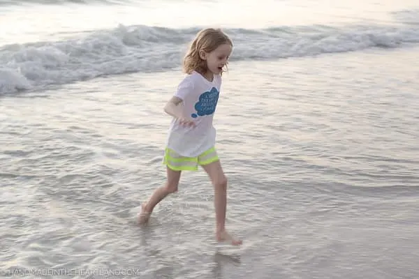 DIY Greatest Showman T-shirt, Girl running on beach