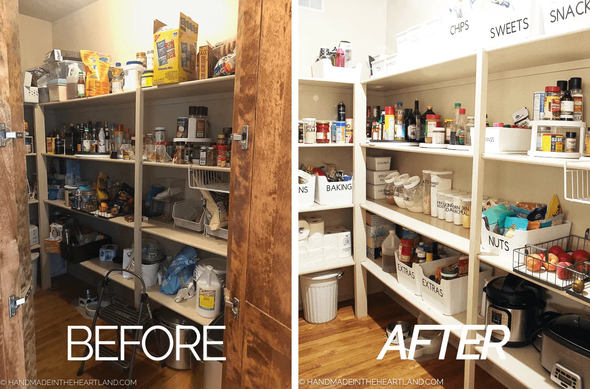 Before and After pantry organization photo