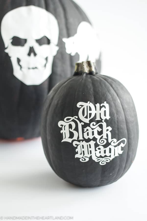 An no-carve solution to pumpkin decorating, painting and vinyl stickers cut with a Cricut