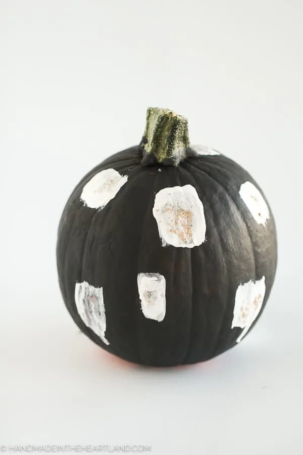 cute black and white polka dot glitter painted pumpkin