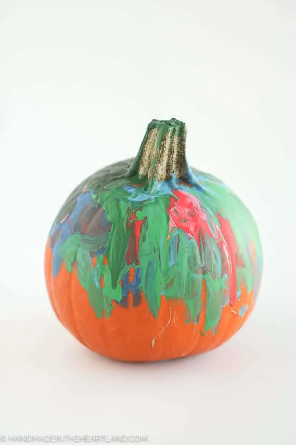 pumpkin painted by a 3 year old