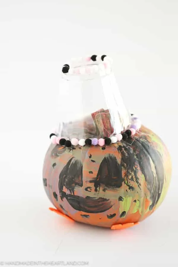 painted jack o lanter pumpkin by child