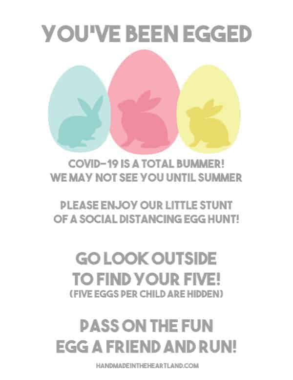 Free printable "You've been egged" Easter egg hunt