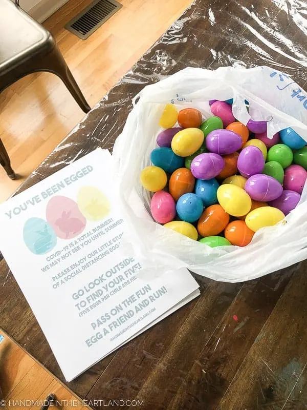 Easter eggs and free printable for a neighbor Easter egg hunt
