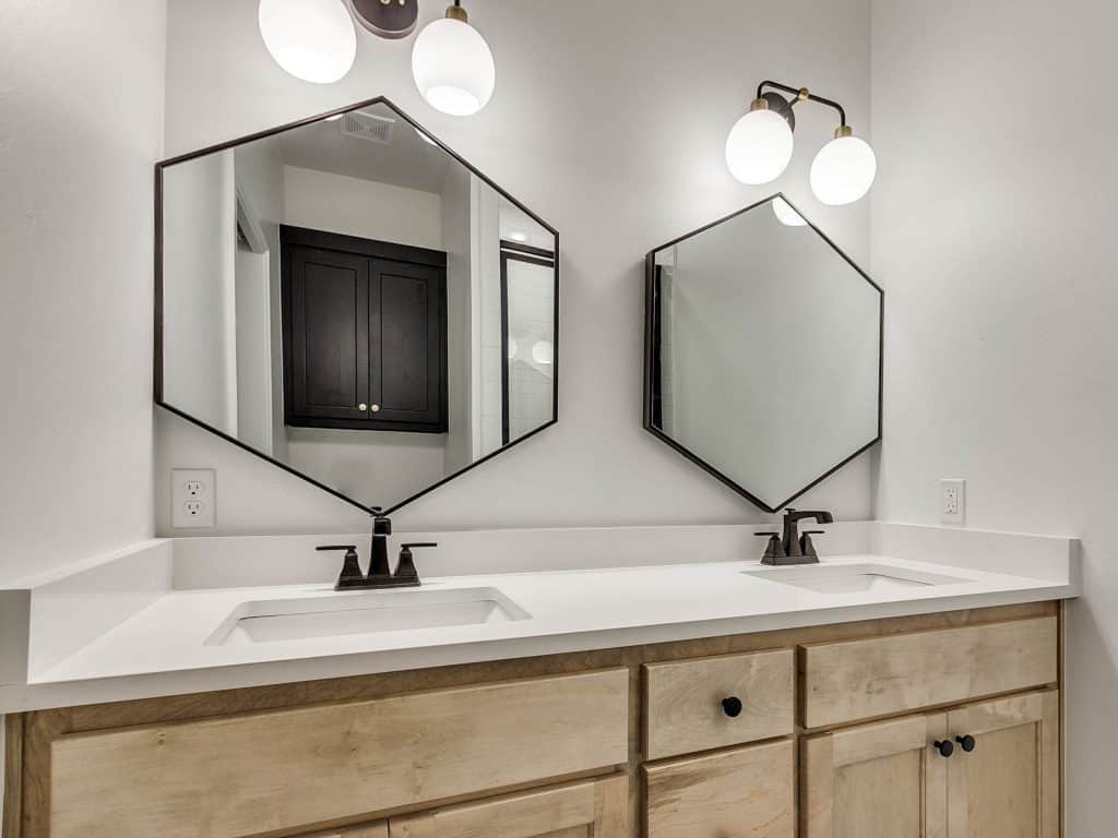 Hexagon black framed mirrors