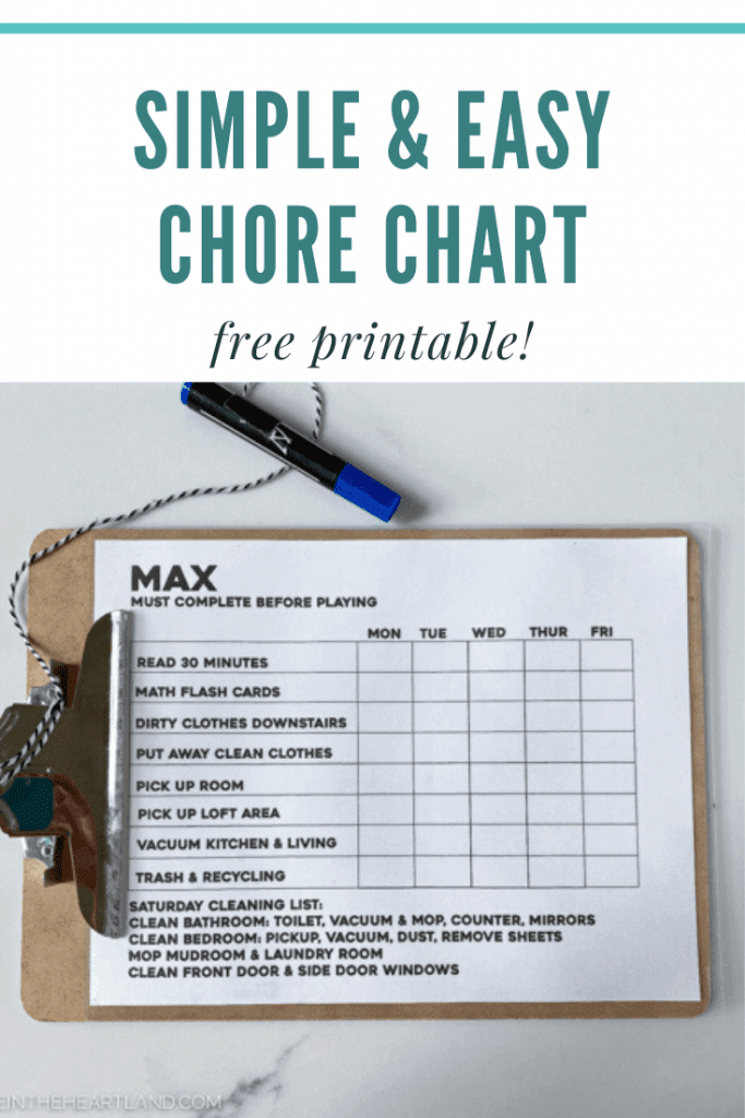 Simple and easy chore chart for kids