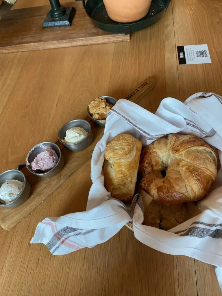 bread basket and fresh butter flight at Magnolia Table