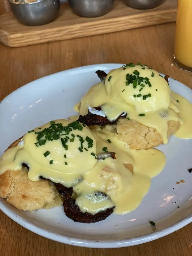 Eggs Benedict at Magnolia Table in Waco Texas