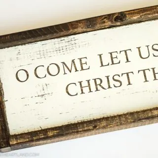 Christmas wood sign with stained wood lettering