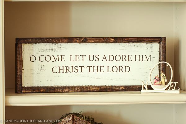 O come let us adore him wood Christmas sign DIY