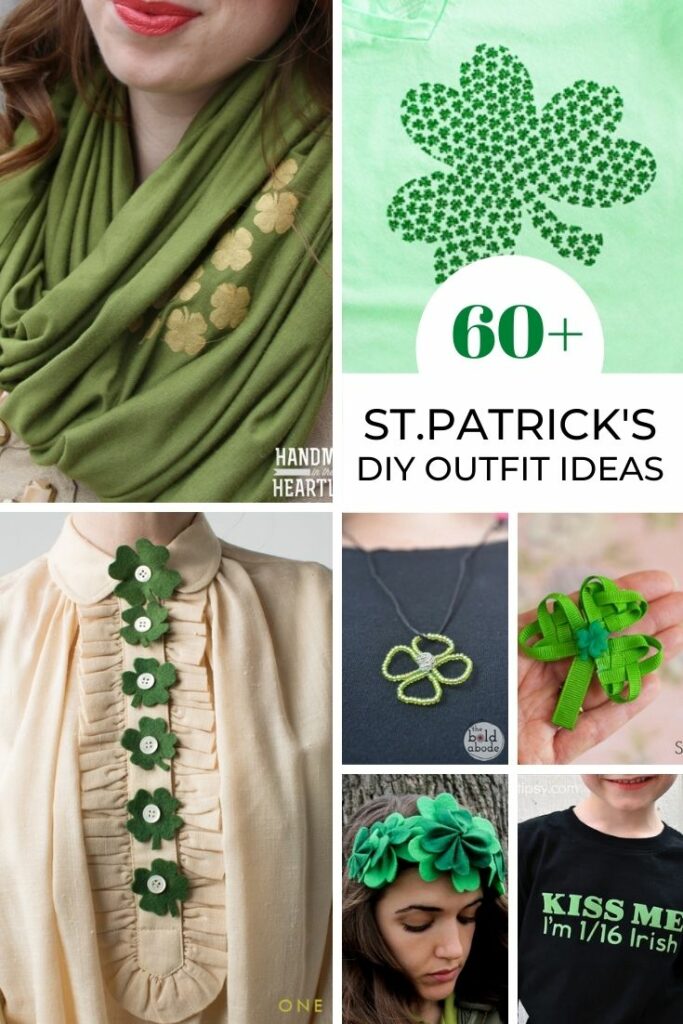 collage image of diy outfit ideas for St. Patrick's Day