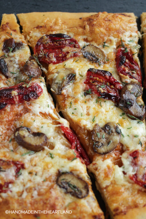Tuscan Mushroom & Sundried Tomato Pizza Handmade in the Heartland