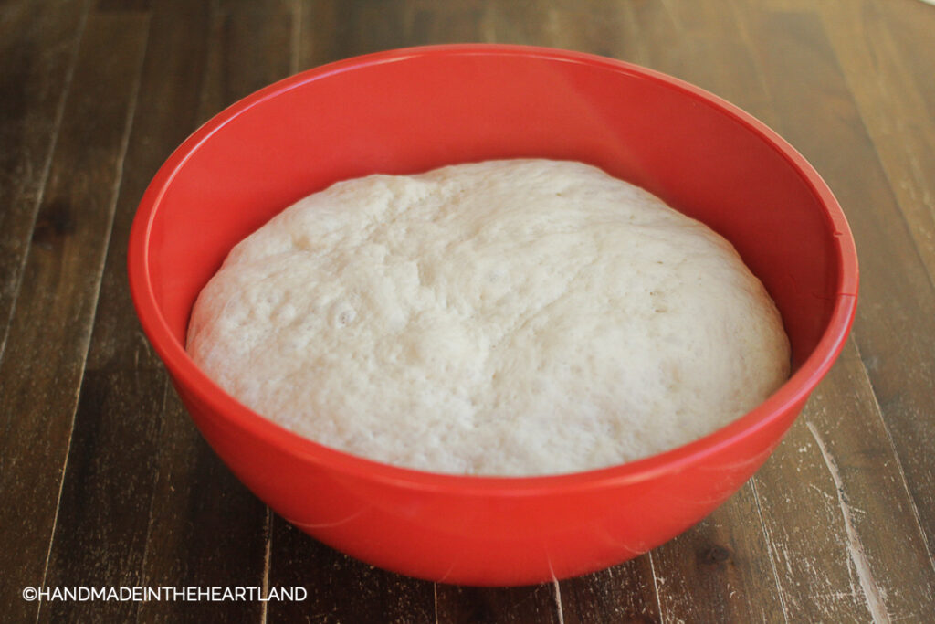 Pizza dough after 2 hour rise, has doubled in size