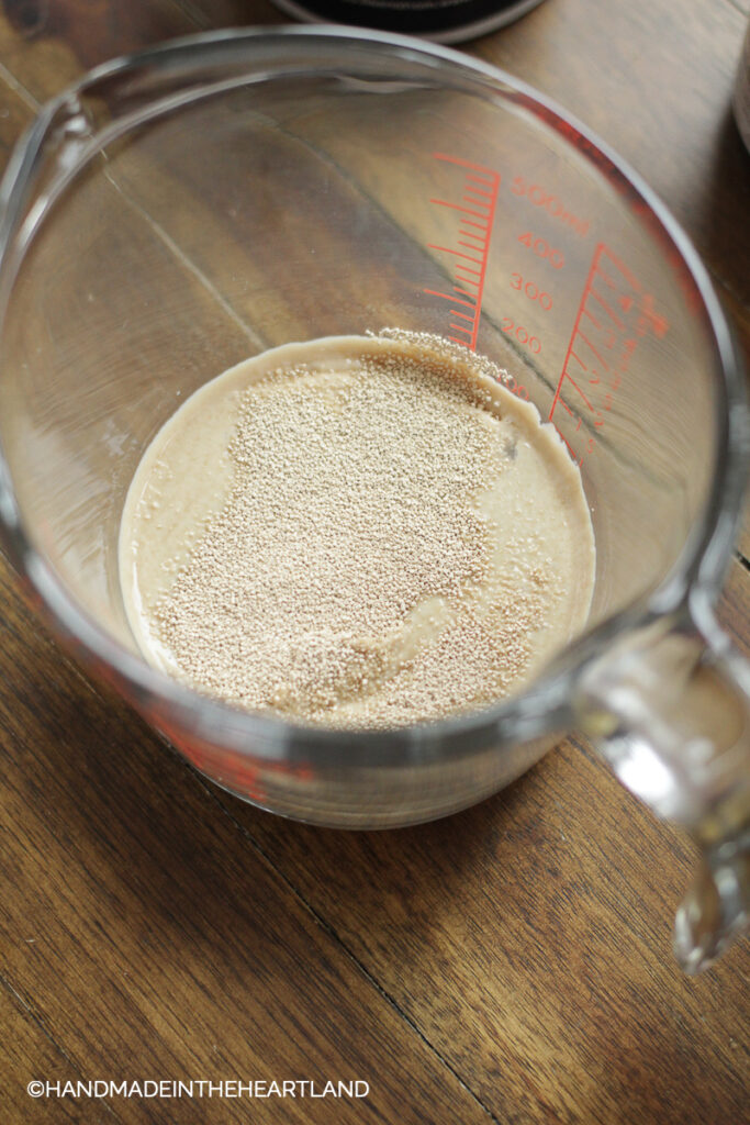 Proofing yeast in a glass measuring cup