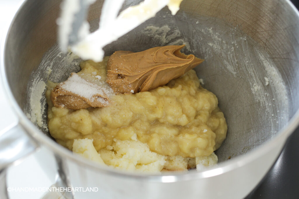 stand mixer bowl with rest of wet ingredients