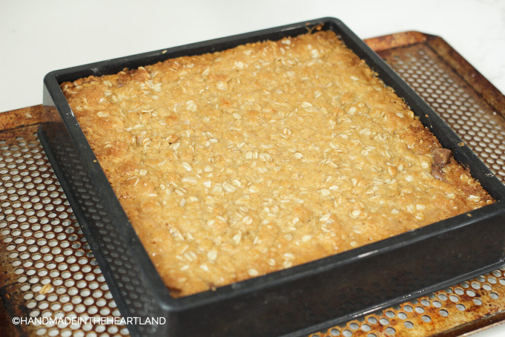 carmelitas out of the oven with golden brown crust