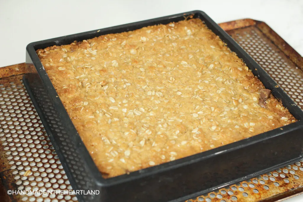 carmelitas out of the oven with golden brown crust