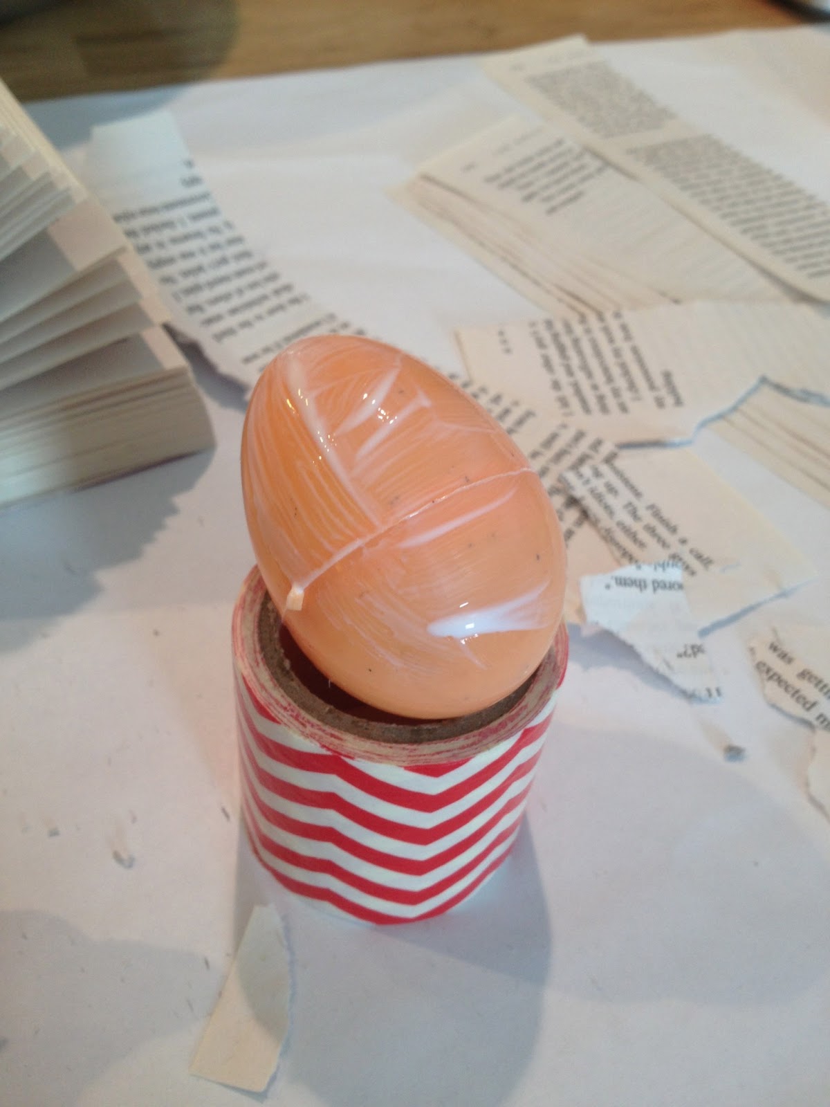 first layer of mod podge on easter egg