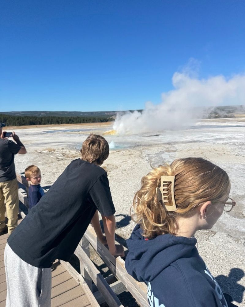  Looking out over the steam vents on paint pot trail at Yellowstone